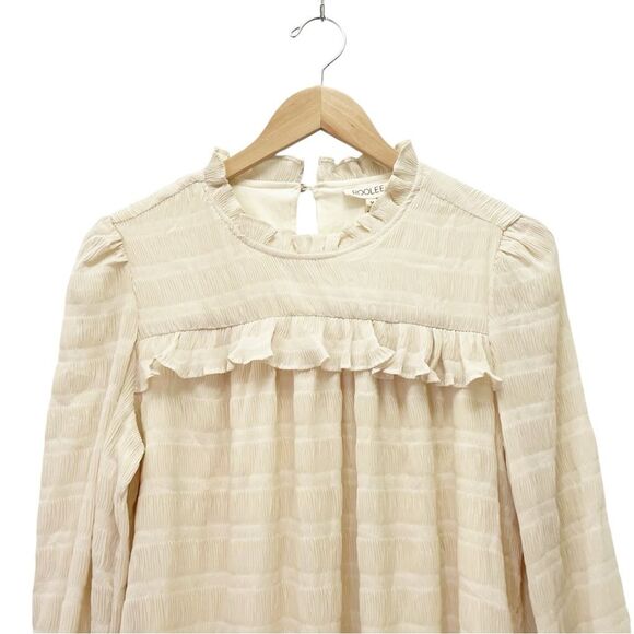 NWT Roolee Chiffon Ruffled Long Sleeve Babydoll Dress Vanilla Cream Size Medium - Picture 5 of 15